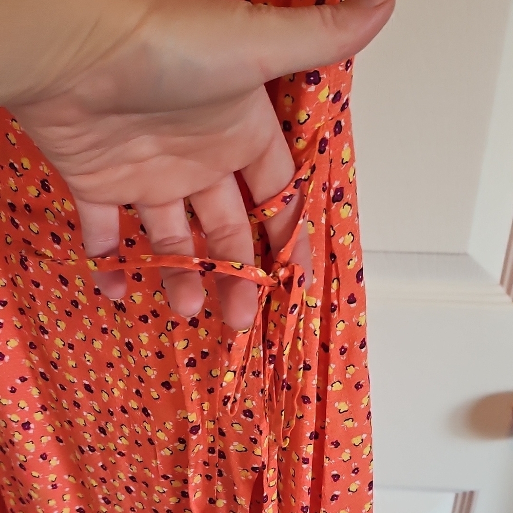 Jessica Simpson Peach Wrap Sundress with Flutter Sleeves Sz XL - Picture 5 of 8